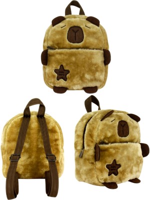 Ümit Çanta Capybara Kahverengi Günlük Peluş Sırt Çantası 20X22X9