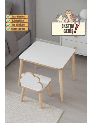 Mesavista Çocuk Aktivite Masası, Etkinlik Masası, Çocuk Düz Çalışma Masası- Sandalye Takımı Yaz- Sil Yüzey
