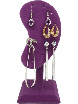 Megass Dekor Süet Kumaş Mor Renk 15/5cm Ayaklı Küpe Sergileme Dekoru