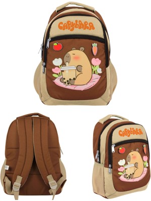 Ümit Çanta Capybara Ilkokul Okul Sırt Çantası – Bej & Kahverengi 30 × 40 × 15