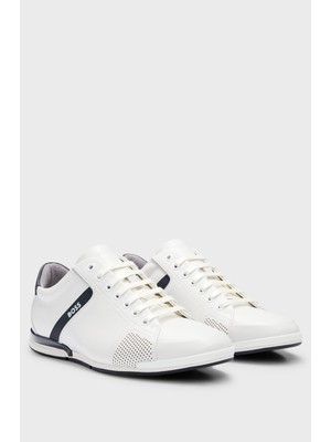 Boss Erkek Koku Önleyicili Astarlı Rahat Düz Taban Deri Beyaz Sneaker 50498282-100