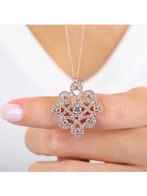 PremiumPort Işıltılı Rose Renk Gümüş Kolye, Zarif ve Şık Tasarım