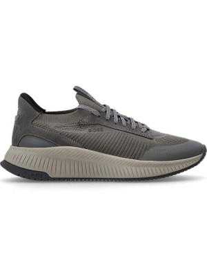 Boss Erkek Marka Logolu Bağcıklı Kaydırmaz Tabanlı Günlük Gri Sneaker 50523113-026