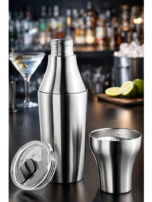 Primanova Çok Amaçlı Paslanmaz Çelik Kokteyl Shaker 650 ml - Metalik