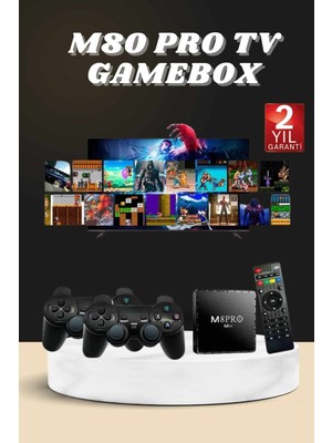 Poyraz Market Android Tv Box 2.4g 10K Ultra Hd 2gb Ram 64GB Hafıza 10000 Retro Oyunlu Konsol Game Stick M8 Pro