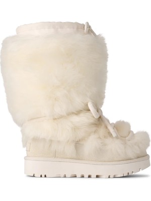 UGG Kadın Uzun Boy Kürklü Ip Bağlamalı Düz Taban Beyaz Bot & Bootie 1171570-WHITE