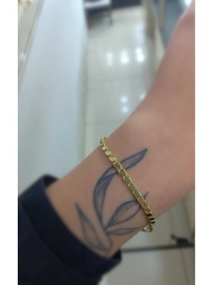 PremiumPort Şık Gümüş ve Altın Kaplama Pullu Arpa Zincir Bileklik