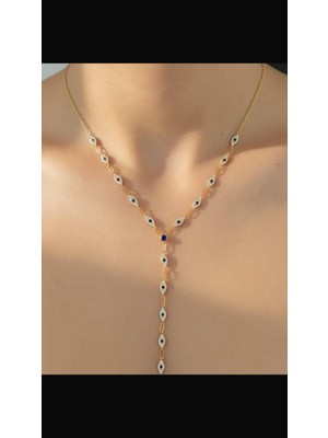 PremiumPort Lacivert Taşlı Gümüş Y Shape Kolye, Şıklığıyla Fark Yaratır