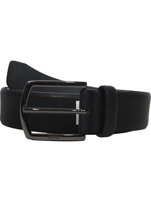 Boss Erkek Hakiki Deri Logolu Metal Tokalı Siyah Kemer 50529624-001