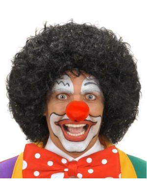 DS LLC Ieg™ Siyah Renk Kıvırcık Afro Bonus Peruk Saç ve Kırmızı Sünger Burun Seti DSLLCRS-ETIEG34