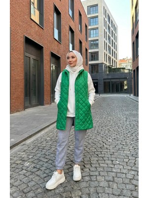 Çıtçıtlı Kapitone Yelek 71150-03 Yeşil