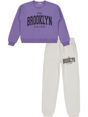 Civil Girls Brooklyn Baskılı 10-13 Yaş Eşofman Takımı - Lila 10-11 Yaş