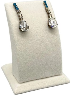 Megass Dekor Süet Kumaş Krem Renk Ayaklı 9/7 cm Küpe Sergileme Dekoru