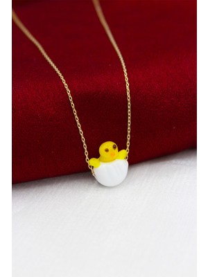 PremiumPort Şık Gümüş Sarı Civciv Kolye ile Tarzınıza Parlaklık Katın