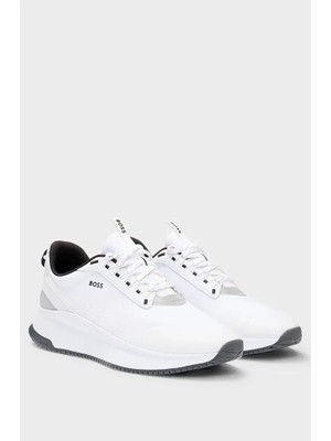 Boss Erkek Marka Logolu Bağcıklı Kaydırmaz Tabanlı Günlük Beyaz Sneaker 50529544-121