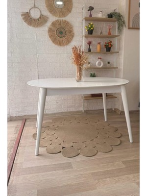 Silla Concept Pera Beyaz Ahşap Oval Açılır Masa (Boy 80 Cm/En 130 Cm)