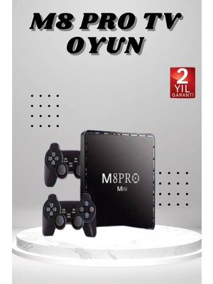 Poyraz Market M8 Pro Mini 2.4g 10K Ultra Hd 64 GB Tv Box Android Tv Game Box 2 Adet Oyun Konsolu