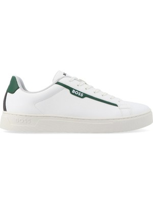 Boss Erkek Marka Logolu Bağcıklı Kaydırmaz Tabanlı Günlük Yeşil - Beyaz Sneaker 50502869-130