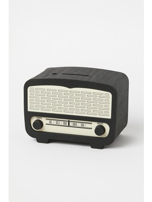 Poyraz Market Radyo Kumbara - Ceviz Ağaçı Işleme - Si̇yah