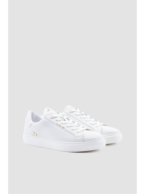 Paul & Shark Erkek Metalik Logo Detaylı Düşük Bilekli Beyaz Sneaker 15318010-010