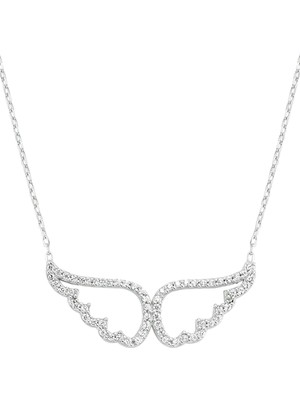 PremiumPort 925 Ayar Gümüş Melek Kanadı Kolye, Zarif ve Işıltılı Tasarım