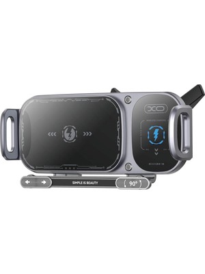 Xo WX042 Kablosuz Araç Şarj Aleti Telefon Tutucu – 15W Hızlı Şarj 90° Ayarlanabilir Dokunmatik Kontrol