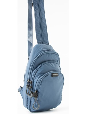 ÖZER6005-SANMORRIS Unisex Suya Dayanıklı Çapraz Askılı Çok Gözlü Fermuarlı Sırt ve Göğüs Çantası