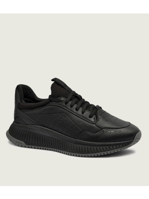 Boss Erkek Kalın Topuk Deri Bağcıklı Rahat Taban Siyah Sneaker 50553207-005