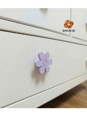 Baylin 3D Çiçek Görünümlü Dolap Kulpu - Çocuk Odası Modern, Şık ve Dayanıklı -Tekli (30MM Vida ve Somun Dahil)