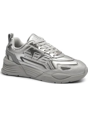 EA7 Unısex Yüksek Rahat Taban Kartal Logolu Gümüş Sneaker 7X000306 AF18446-MZ047
