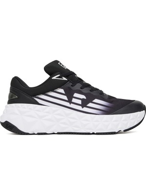 EA7 Erkek Rahat Yüksek Tabanlı Nefes Alabilir File Detaylı Armani Kartal Logolu Beyaz-Siyah Sneaker X8X239 XK432-MC001