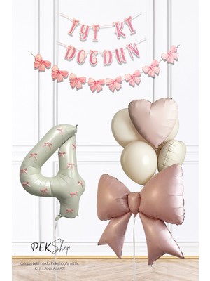 Pekshop Pembe Fiyonk Lüks Doğum Günü Balon Seti