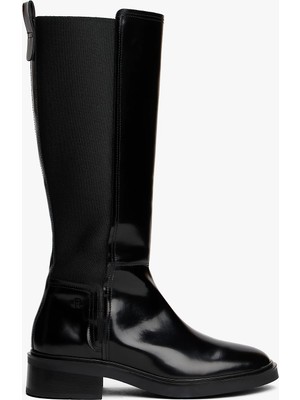 Tommy Hilfiger Kadın Kısa Topuklu Fermuarlı Deri Siyah Bot & Bootie FW0FW08979-BDS