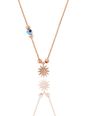 PremiumPort Şık Kadın Gümüş Dorica Toplu Güneş Kolye, Zarif ve Parlak Takı