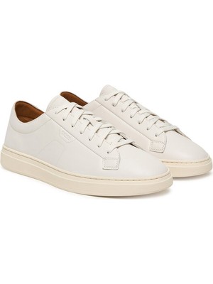 Boss Erkek Kabartma Logolu Düşük Bilekli Deri Beyaz Sneaker 50557866-100