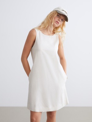 Lc Waikiki Yeni Sezon U Yaka A Kesim Keten Karışımlı Elbise