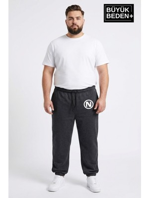 Superlife Erkek Büyük Beden N Logolu Paça Lastikli Rahat Kesim Jogger Ince Eşofman Altı SPR26BEA951-4