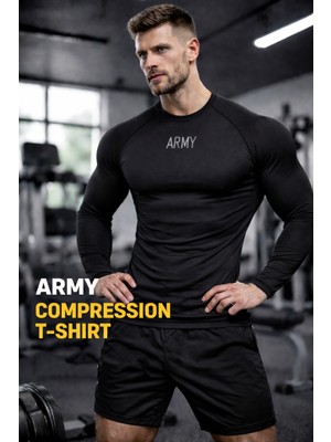 Gazelmanya Army Premium Compression Uzun Kol Fitness Body Gym Sporcu Kısa Kol Fitness Body Dar