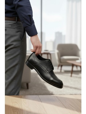 Enoch Erkek Hakiki Deri Klasik Ayakkabı Pürüzsüz Saya ve Modern Maskülen Kesimli Bağcıklı Model