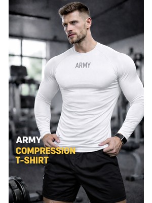 Gazelmanya Army Premium Compression Uzun Kol Fitness Body Gym Sporcu Kısa Kol Fitness Body Dar