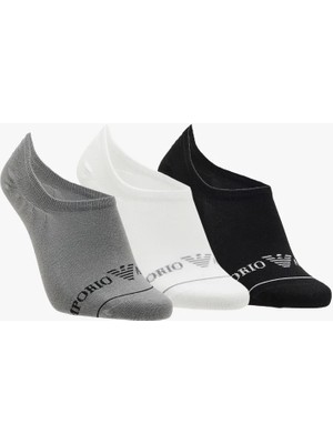 Emporio Armani Erkek Jakarlı Logolu Streç Pamuklu 3'lü Çok Renkli Çorap EM000548 AF12276-MC251