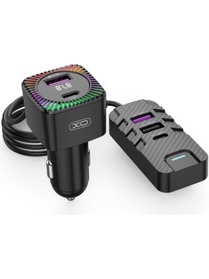 Xo BCC13 Çok Fonksiyonlu Araç Şarj Adaptörü - LED Işıklı Çift USB Çıkışlı - 5V3.1V Ortam Aydınlatmalı