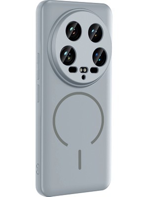 Adige Xiaomi 14 Ultra Kılıf Silikon Meta Magsafe Kablosuz Şarj Özellikli