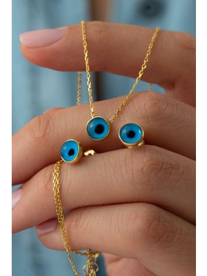 PremiumPort 925 Ayar Gümüş Göz Nazarlı Takı Seti, Şık ve Zarif Tasarım