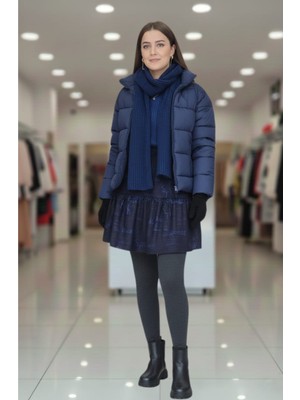 Minusa Design Süet Kadife Cepsiz Yazı Desenli Lastikli Mini Kadın Şort Etek