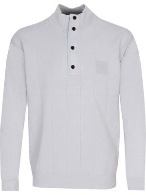 Boss Erkek Düğmeli Uzun Kollu Hakim Yaka Gri Kazak 50528782-054