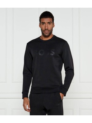 Boss Erkek Regular Fit Yuvarlak Yaka Pamuklu Uzun Kollu Siyah Sweatshirt 50535117-001