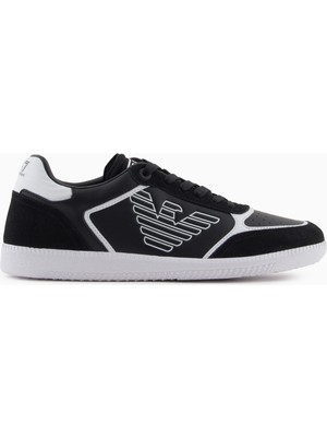 EA7 Erkek Bağcıklı Marka Logolu Spor Stil Beyaz-Siyah Sneaker 7X000405 AF19826-MC001