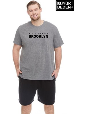 Superlife Erkek Büyük Beden Willams.brooklyn Baskılı Bisiklet Yaka Tshırt SPR25BTS15