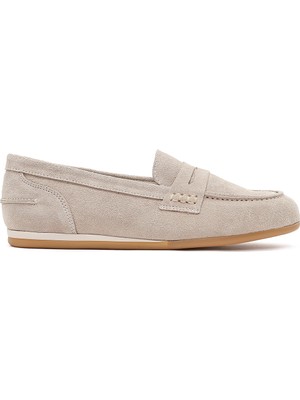 Derimod Kadın Bej Süet Deri Loafer 26PFD370910